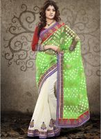 Touch Trends Off White Embroidered Saree