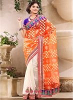 Touch Trends Orange Embroidered Saree