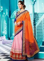 Touch Trends Orange Embroidered Saree