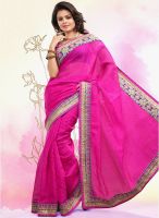 Touch Trends Pink Embroidered Saree