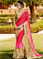 Touch Trends Pink Embroidered Saree