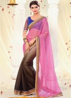 Touch Trends Pink Embroidered Saree