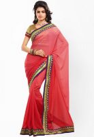 Touch Trends Red Embroidered Saree