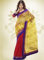 Touch Trends Red Embroidered Saree