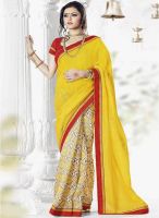 Touch Trends Yellow Printed Saree