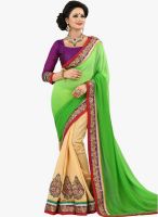 Triveni Sarees Beige Embroidered Saree