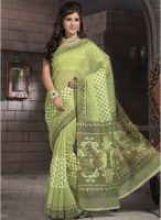 Triveni Sarees Green Printed Saree