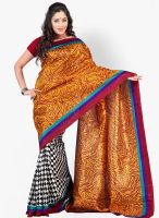 Triveni Sarees Mustard Yellow Printed Saree