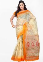 Triveni Sarees Orange Printed Saree