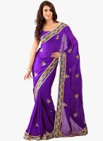 Triveni Sarees Purple Embroidered Party Saree