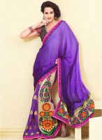 Triveni Sarees Purple Embroidered Saree
