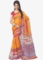 Vaamsi Orange Printed Saree