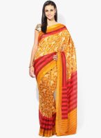 Vaishali Mustard Yellow Printed Silk Blend Saree