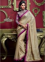 Vishal Cream Embroidered Saree