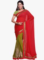 Vishal Red Embellished Saree