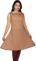mReach Casual Solid Women's Kurti(Brown, Black)