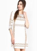 AND Off White Colored Printed Shift Dress