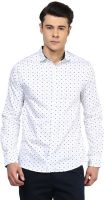 Atorse Men's Printed Casual White Shirt