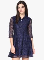 Abiti Bella Blue Embroidered Skater Dress