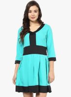 Abiti Bella Green Solid Skater Dress