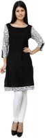 Aeon Casual Printed Women's Kurti(Black, White)