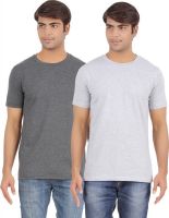 Ap'pulse Solid Men's Round Neck Grey, Grey T-Shirt(Pack of 2)