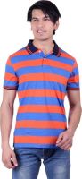 Austin Wood Striped Men's Polo Neck Light Blue, Orange T-Shirt