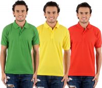 Blaze Solid Men's Polo Neck Multicolor T-Shirt(Pack of 3)