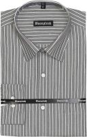 Boonplush Men's Striped Formal Grey Shirt