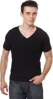 Casual Tees Solid Men's V-neck Black T-Shirt