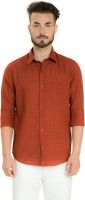 Club X Men's Checkered Formal Brown Shirt