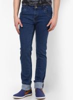 Cotton County Premium Solid Blue Slim Fit Jeans