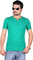 Cute Collection Solid Men's Round Neck Green T-Shirt