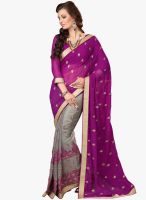 Desi Look Purple Embroidered Saree