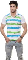 Enquotism Striped Men's Polo Neck Multicolor T-Shirt