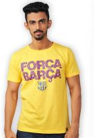 FC Barcelona Printed Men's Round Neck Yellow T-Shirt