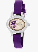 FOSTELO Golden/Purple Leather Analog Watch