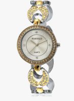 FOSTELO Silver Stainless Steel Analog Watch