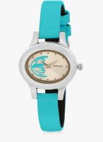 FOSTELO White/Turquoise Leather Analog Watch