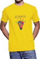 Fanideaz Printed Men's Round Neck Yellow T-Shirt