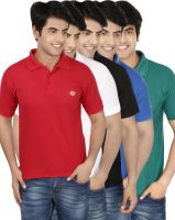 French Circle Solid Men's Polo Neck Multicolor T-Shirt(Pack of 5)