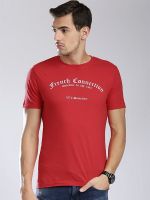 French Connection Printed Men's Round Neck Red T-Shirt