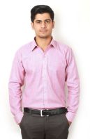 Frissk Men's Striped Formal Pink Shirt