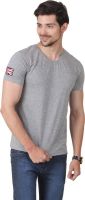 FROST Solid Men's V-neck Grey T-Shirt