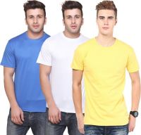 Funky Guys Solid Men's Round Neck Multicolor T-Shirt(Pack of 3)