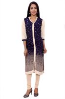 GMI Casual Printed Women's Kurti(Dark Blue)
