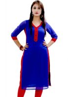 GMI Casual Solid Women's Kurti(Blue, Red)
