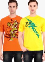 Globalite Multicoloured Printed Round Neck T-Shirts