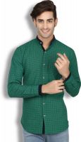 Goodkarma Men's Printed Casual Green, Black Shirt