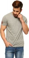 Gritstones Solid Men's V-neck Grey T-Shirt